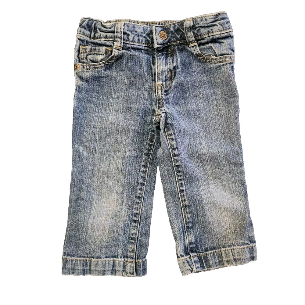 Mossimo Girls Jeans Size 4 Blue Straight Leg Adjustable Waistbands